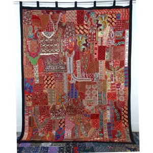Tenda da parete ricamata con paillettes <span class=keywords><strong>etniche</strong></span> fatte a mano con patchwork sari vintage indiano all'ingrosso - Product Image 1
