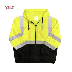 Vêtements de travail de sécurité haute visibilité unisexes personnalisés avec logo OEM, coupe-vent imperméable, polyester réfléchissant, impression sérigraphique - Product Image 4