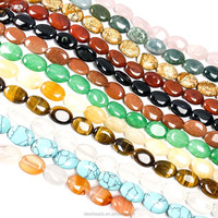 Perles de pierres précieuses ovales de haute qualité, Howlite Onyx Turquoise Quartz Opalite pour la fabrication de bijoux DIY