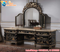 Table de toilette de luxe en teck de style baroque avec miroir, console en forme de cœur, design moderne, taille personnalisable, personnalisable