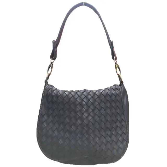 BEST MADE IN ITALY QUALITY PRODUCT BLACK NATURAL LEATHER HANDMADE WOVEN HANDBAGS FOR WOMAN