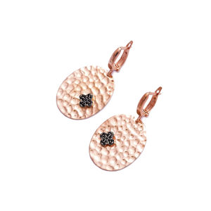 Boucles d'oreilles mignonnes en Zircon noir plaqué or Rose, nouvelle collection, moderne et martelées, en argent Sterling 925, pour femmes - Product Image 1