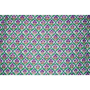 Tissu en coton imprimé en bloc d'Inde, non tissé, couleur naturelle, teint, pour la confection de robes, imprimé floral pour les robes de style Jaipur - Product Image 2