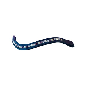 Banda de cejas de cuero ecuestre de calidad superior con diamantes de imitación morados y blancos y fabricante de decoración de perlas - Product Image 1