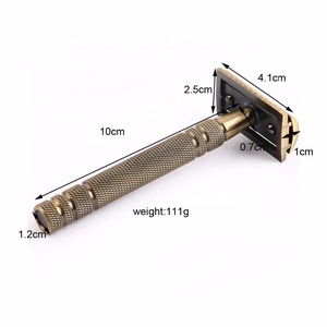 มีดโกนขอบคู่ทำจากทองเหลืองสำหรับผู้ชายมีดโกนแบบปรับแต่งได้คุณภาพสูงและราคาถูกพร้อมบริการ OEM ODM - Product Image 1