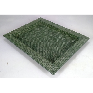 DAPHOCO Moss Green Faux Shagreen/Rattan Veneer Edges <b>Tampered</b> Tray 0.457x0.357x0.03 Model 050 Vietnam - Product Image 3
