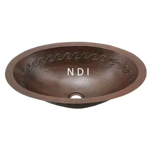 銅アンティークハンマーデザインメタルシンク丸みを帯びた装飾的な手洗い洗面台シンクバスルームフィッティング用固体銅シンク