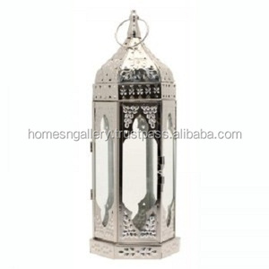 เชิงเทียนแก้วสีเงินโคมไฟเทียนโลหะตกแต่งสำหรับบ้าน - Product Image 4