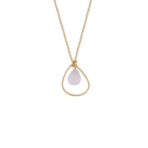 Gold Plated Opalite Gemstone Designer Necklace with Chain & Charms Handmade Women's Gifts Necklace Jewelry. Mode Joyas N-359