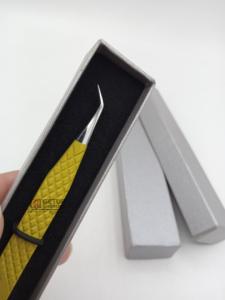 แหนบต่อขนตาสแตนเลส45องศาเครื่องมือเสริมความงามแบบใหม่เคลือบด้วยผงสีเหลืองโลโก้ออกแบบได้ตามต้องการ - Product Image 6