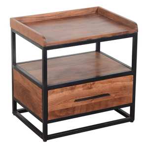 Modern Industrial Design Solid Wood Furniture <b>Iron</b> & Wooden Nightstand <b>Table</b> for Hall & School for Living Room Decoration - Product Image 1