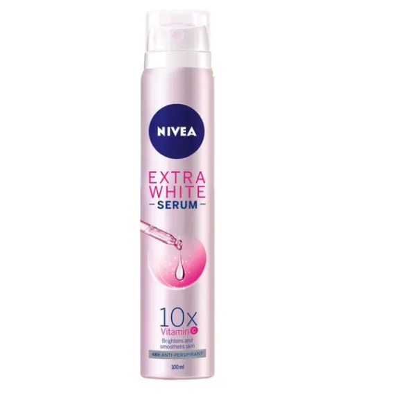 Deodorant sprey Nivea ekstra beyaz Serum 10x C vitamini aydınlatır ve Smoothens cilt 100ml x 12 adet