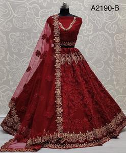 Lahenga choli-Blusa de trabajo con bordado, camisa con bordado de perlas y piedras, para novia, precio al por mayor - Product Image 1