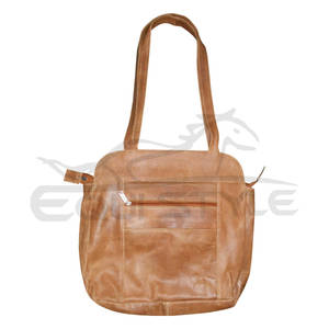 กระเป๋าโท้ทหนังสีน้ำตาลสไตล์ธรรมดามีซิปออกแบบได้ตามต้องการสำหรับแบรนด์สุภาพสตรีกระเป๋าสะพายสไตล์ตะวันตกผู้ผลิตจำนวนมากในปากีสถาน - Product Image 2