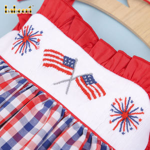 3D Pattern Children's Smocked Girls Dress OEM ODM Customized Hand Made Embroidery 100% Cotton Wholesale-BB2753 - Product Image 3