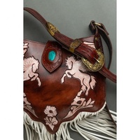 Nouveau sac bandoulière en cuir véritable pour femme, style bohème, avec pierre turquoise vintage, franges et chaîne, sac toutes saisons pour filles