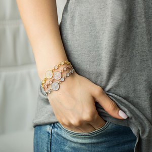 Trendy Round <b>Charm</b> Popular Trendy Bracelet Wholesale 925 Sterling Silver Fine Jewelry for Women - Product Image 2