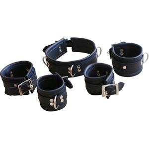 BRACELET EN CUIR HMB-406B POIGNETS BANDES DE POIGNET COLLIERS ENSEMBLES de 5PCS BANDES DE COU et DE POIGNET BANDES EN CUIR SOUPLE - Product Image 1