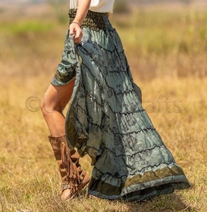 OEM ที่กำหนดเองพิมพ์สูงเอวกระโปรง Bohemian Beach สุภาพสตรีกระโปรงยาว - Product Image 5