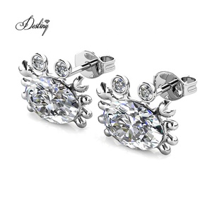 Gioielli oceano Kawaii piccoli <span class=keywords><strong>orecchini</strong></span> di granchio impreziositi con cristalli Swarovski 18K placcato oro dasini <span class=keywords><strong>orecchini</strong></span> <span class=keywords><strong>per</strong></span> bambina - Product Image 5