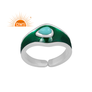 ที่ขายดีที่สุดปรับเงินสเตอร์ลิงธรรมชาติแอริโซนาพลอยสีฟ้าครามสีเขียวเคลือบแหวนออกแบบสำหรับผู้หญิงผู้ผลิตเครื่องประดับ - Product Image 1