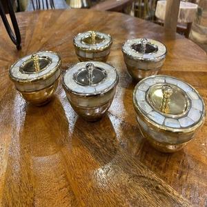 Juego de 2 tazones para servir, de vajilla para juego único Hotel, restaurante, vajilla decorativa de diseño moderno de latón y Color plateado - Product Image 2