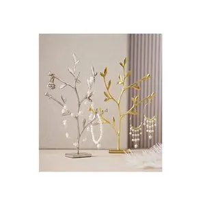 Set Of 2 Tree Design Aluminum Gold And Silver Color Jewelry Stand Greatest Quality Metal Jewelry Stand For Sale