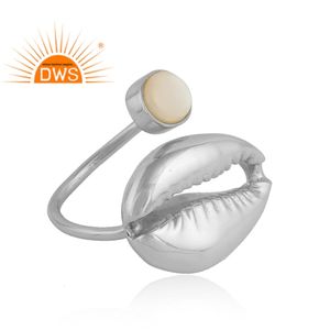 Indian Cowrie Design Solid 925 Silver <b>Ring</b> Wholesale Mother of <b>Pearl</b> Gemstone <b>Ring</b> Jewelry - Product Image 2