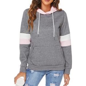 Sudaderas con capucha informales para exteriores para mujer, Jersey de rayas de lana de manga larga, chaqueta con logotipo frontal, Tops de invierno con bolsillos - Product Image 1