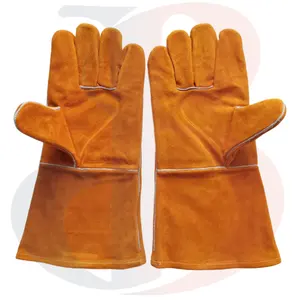 Guantes de soldadura de cuero de alta calidad, protección manual, Industrial, venta al por mayor