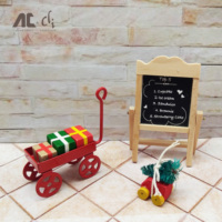 Miniature rouge en forme de remorque, boîte cadeau, matériaux bois, papier, plastique, fer, jute, mousse, décorations de Noël DIY, montage facile, maison de poupée, enfants
