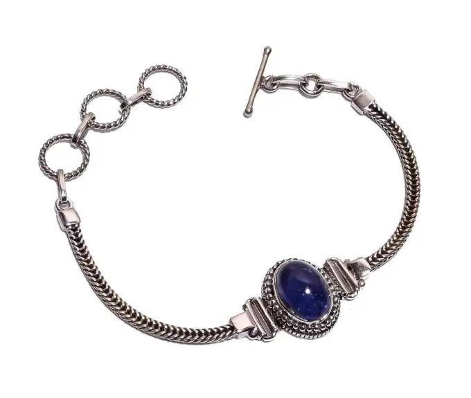 Unieke Ontwerp Natuurlijke Blue Tanzanite Groothandel Edelsteen Handgemaakte Armband 925 Sterling Zilver