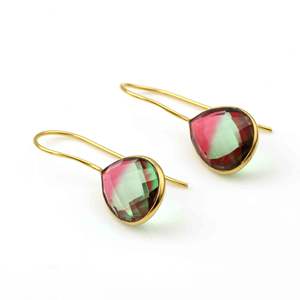 Superventas 925 plata esterlina mujer chapado en oro colgante chapado en oro pendiente turmalina cuarzo forma de pera 12x16mm joyería - Product Image 3