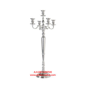 Candelabros de plata niquelados de alta calidad, 5 brazos para centros de mesa de boda, decoración del suelo de la sala de estar del hogar, candelabros hechos a mano - Product Image 3