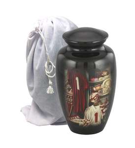 Urna de cremación de cenizas funerarias humanas para adultos de estilo americano/europeo, rama de pino Como, Metal conmemorativo para almacenamiento para servicios conmemorativos - Product Image 6