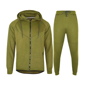 Wholesale Men's Gym Wear Zip <b>Up</b> Hoodies With Track Pants Custom Tracksuit Set - Product Image 3