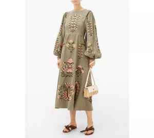 Dernières robes longues et élégantes vintage brodées ukrainiennes pour femmes tenue décontractée avec manches modèle de style commande bienvenue - Product Image 1