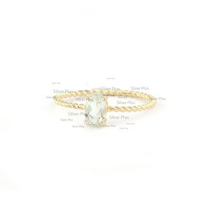 แหวนแต่งงานโซลิแทร์สีทอง14K แบบแข็งอัญมณีควอทซ์ธรรมชาติเครื่องประดับสำหรับงานปาร์ตี้สุดหรู - Product Image 1