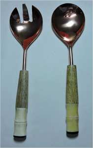 ชุดช้อนเสิร์ฟสลัดสแตนเลส ด้ามไม้ธรรมชาติ ปลอดสารพิษ พร้อมโลโก้สั่งทำ ขายดีที่สุด - Product Image 2