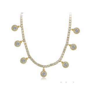 Collana-01384 Xuping in Ottone Dorato 14k con Zirconia Cubica, Collana Lunga a Catena per Donne e Ragazze - Product Image 1