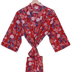 Robe Kimono Légère en Coton à Imprimé Floral pour Femme – Tenue de Plage Gratuite, Cache-Bikini, Vêtement de Nuit Printemps-Été-Automne - Product Image 4