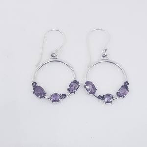 Boucles d'oreilles pendantes en argent sterling 925 Améthyste naturelle Pierre précieuse bleue à facettes plaquée or Conception de goutte élégante Fournisseurs directs - Product Image 2