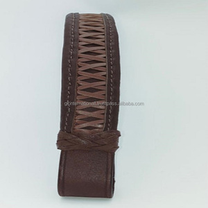 Correa de piel de encaje para todo público, brazalete de piel con diseño personalizado en la parte delantera, completamente cosida, negra o marrón Havana, hunter, en todos los tamaños - Product Image 2