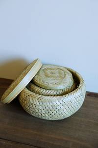 LA LUNE NESTED BAMBOO <b>BASKET</b> SET WITH LIDS BAMBOO NESTING LIDDED <b>BASKET</b> SET BIN OR <b>STORAGE</b> <b>BASKET</b> - Product Image 6