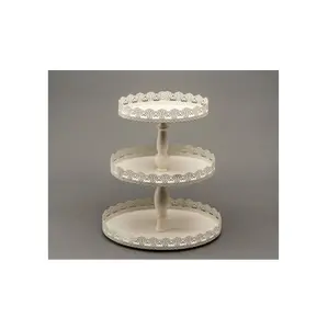 Wedding & Birthday Party Decoration Metal Iron 3 Tier Cake Stand Cupcake & Fruit Serving Tray Stand White Color