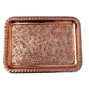 Metal Pure Copper Embossed Hammered Oval Shape Eco-Friendly Classical Style Custom Logo <b>Snacks</b> Serving Platter Serving <b>Tray</b> - Product Image 1