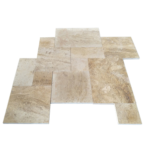 Tuile de dalle de style français à travertin doré crème clair surface antique - Product Image 1