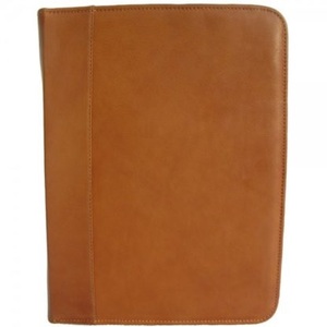 PU <b>Leather</b> Ring <b>Binder</b> Zip Closure Folder with 3 Rings Brown Color - Product Image 2