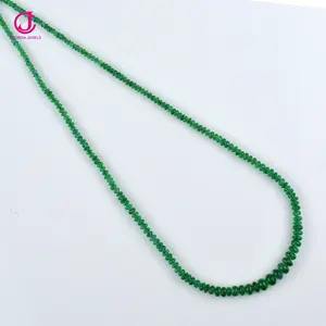 天然赞比亚祖母绿2.50毫米-6.0毫米素珠光滑Rondelle宝石珠高品质宝石批发供应商