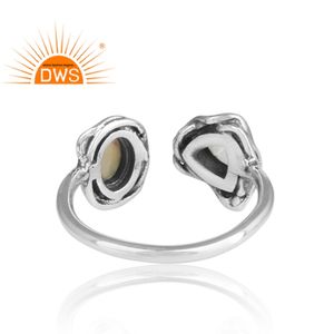 Bague Vintage en argent Sterling 925, offre spéciale de bijoux, pierre précieuse bleu, topaze et opale de feu, vente en gros - Product Image 4